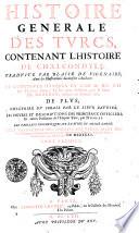 Histoire Generale Des Tvrcs Contenant l'Histoire De Chalcondyle
