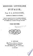Histoire littéraire d'Italie par P. L. Ginguené, ... Tome premier [-neuvième]
