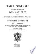 Histoire litteraire de la France
