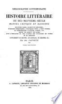 Histoire littéraire du dix-neuvième siècle manuel critique et raisonné