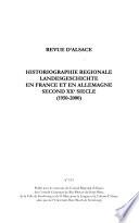 Histoire regionale Landesgeschichte en France et en Allemagne 1950/2000