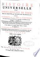Histoire universelle de Jaques-Auguste de Thou