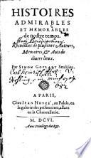 Histoires admirables et memorables de nostre temps