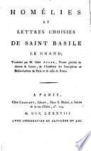 Homélies et lettres choisies de Saint Basile le Grand