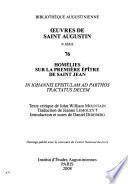 Homélies sur la première Épître de saint Jean. In Iohannis epistulam ad Parthos tractatus decem