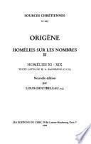 Homélies sur les Nombres: Homélies XI-XIX