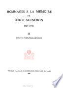 Hommages à la mémoire de Serge Sauneron, 1927-1976: Égypte post-pharaonique