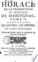 Horace de la traduction de monsieur De Martignac, Tome 1. [-2.!