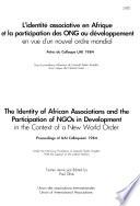 Identity of African associations and the participation of NGOs in development in the context of a new world order