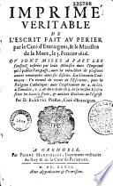Imprimé véritable de l'escrit fait au Perier, par le curé d'Entraigues et le ministre de La Mure, le 5 février 1626