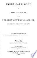 Index-catalogue of the Library of the Surgeon-General's Office, United States Army
