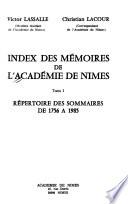 Index des Mémoires de l'Académie de Nîmes
