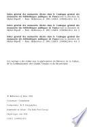 Index général des manuscrits décrits dans le Catalogue général des manuscrits des bibliothèques publiques de France