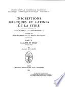 Inscriptions grecques et latines de la Syrie: Baalbek et Beqa', Nos.2711-3017