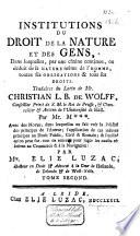 Institutiones juris naturae et gentium. French and Latin
