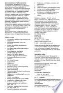International Journal of Manufacturing Technology and Management
