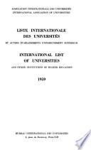 International List of Universities and Other Institutions of Higher Education