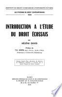 Introduction À L'étude Du Droit Écossais