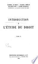 Introduction à l'étude du droit