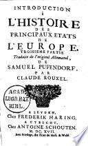 Introduction à l'histoire des principaux Etats, tels qu'ils sont aujourd'hui dans l'Europe