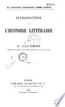 Introduction à l'histoire littéraire