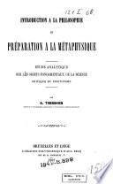 Introduction à la philosophie et préparation à la métaphysique