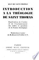 Introduction à la theologie de Saint Thomas