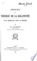 Introduction à la théorie de la relativité