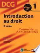 Introduction au droit - 2e édition - DCG - Epreuve 1 - Corrigés des applications