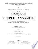 Introduction générale à l'étude de la technique du peuple annamite