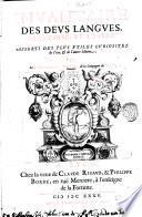 Inuantaire des deus langues, françoise, et latine: assorti des plus vtiles curiositez de l'vn, & de l'autre idiome; par le P. Philibert Monet, de la Compagnie de Iesu