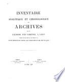 Inventaire analytique et chronologique des archives de la Chambre des comptes, à Lille