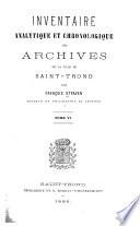 Inventaire analytique et chronologique des archives de la ville de Saint-Trond