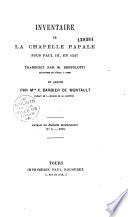 Inventaire de la chapelle papale sous Paul III, en 1547