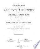 Inventaire des archives anciennes de l'Hôpital Saint-Jean d'Angers