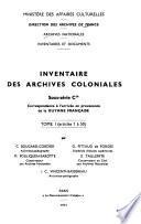 Inventaire des archives coloniales: Bougard-Cordier, C., et al. Articles l à 50