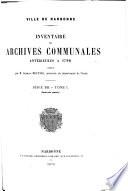 Inventaire des archives communales antérieures à 1790