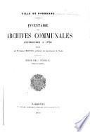 Inventaire des archives communales antérieures à 1790