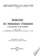 Inventaire des périodiques étrangers reçus en France par les bibliothèques et les organismes de documentation