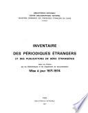 Inventaire des périodiques étrangers reçus en France par les bibliothèques et les organismes de documentation