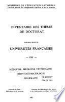 Inventaire des thèses de doctorat soutenues devant les universités françaises