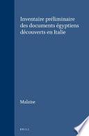 Inventaire Préliminaire des Documents égyptiens découverts en Italie