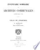 Inventaire sommaire des archives communales antérieures à 1790