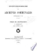 Inventaire-sommaire des archives communales antérieures à 1790