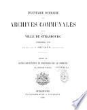 Inventaire sommaire des Archives communales antérieures à 1790