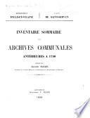 Inventaire sommaire des archives communales ...