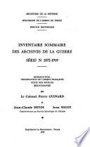 Inventaire sommaire des archives de la guerre, série N