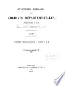 Inventaire sommaire des Archives départementales antérieures á 1790, Ain
