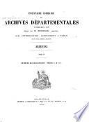 Inventaire sommaire des Archives départementales antérieures à 1790: Archives ecclésiastiques. Séries G, H, et I, par M. Sénemaud, avec introd., suppl. & table par P. Laurent