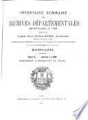 Inventaire sommaire des Archives départementales antérieures à 1790, Hautes-Alpes: Articles 1 à 249. Mandement & Marquisat de Savine